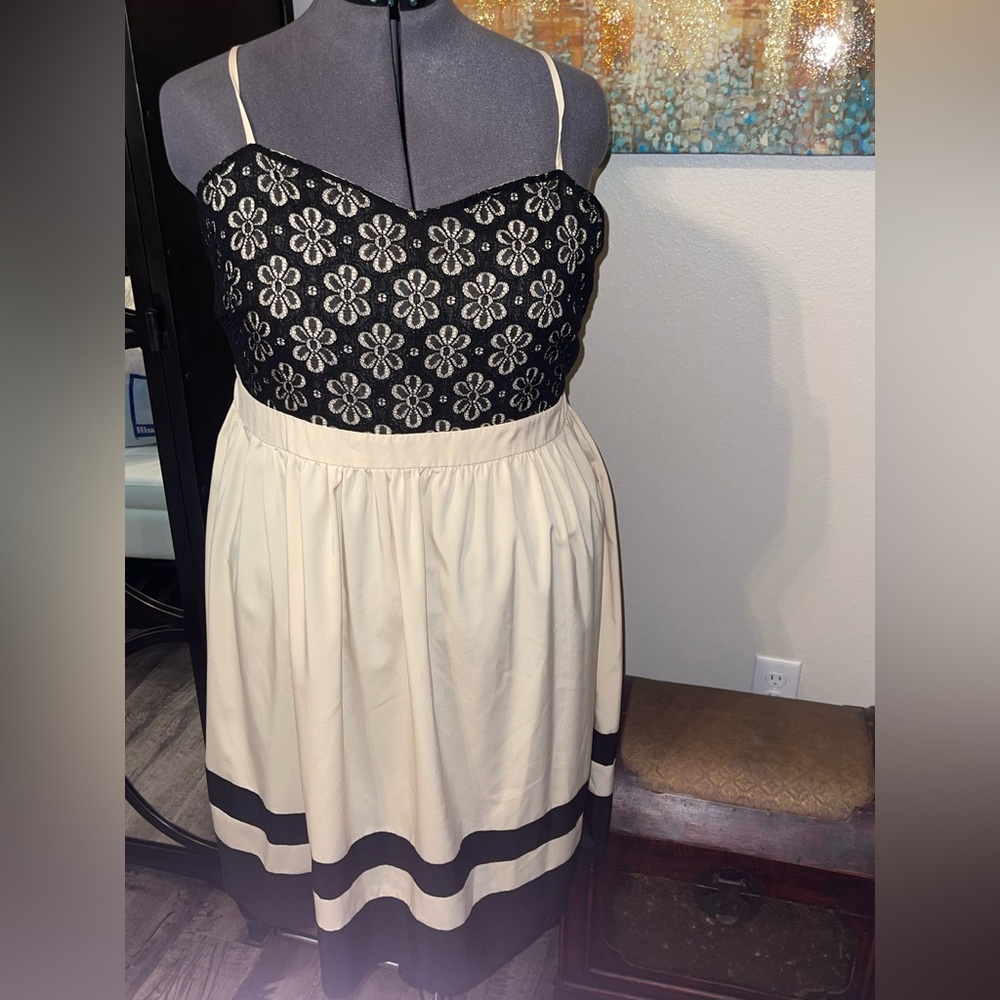 Shein dress black and cream summer dress